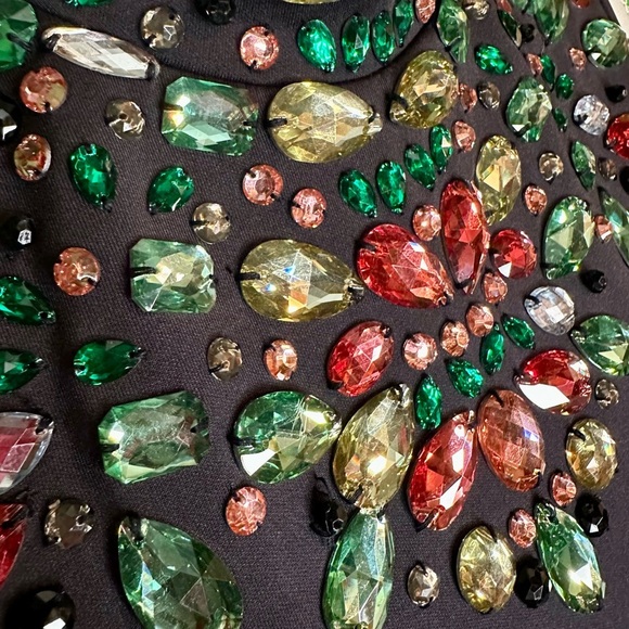 ASOS Gem Embellished High Neck A-Line Navy Blue Skater Dress Size 4 - Picture 6 of 6